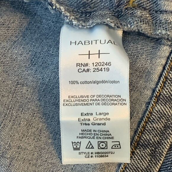Habitual Jean Jacket XL Belted Button Up Tortoise Shell Detail Pockets Denim NWT - Picture 14 of 16
